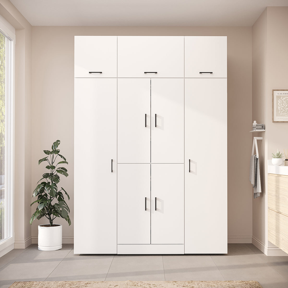 Roomart Dora Wall - Washer & Dryer Cabinet with Side Storage - 160cm