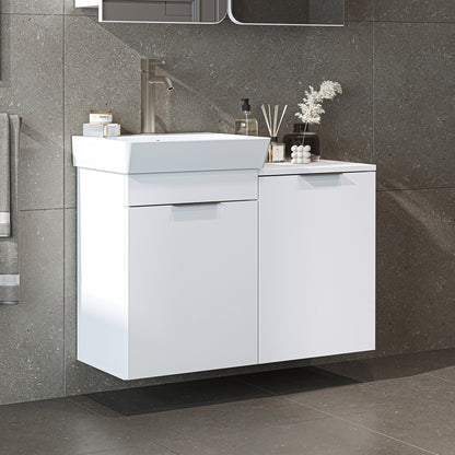 Roomart Dubai - Wall Hung Bathroom Vanity Unit with Basin & Laundry Tilt Cabinet - 92cm