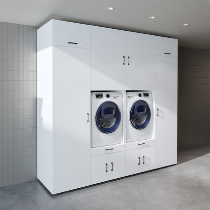 The Roomart A Luxe Line - Twin Washer & Dryer Cabinet Set with Side Storage Units