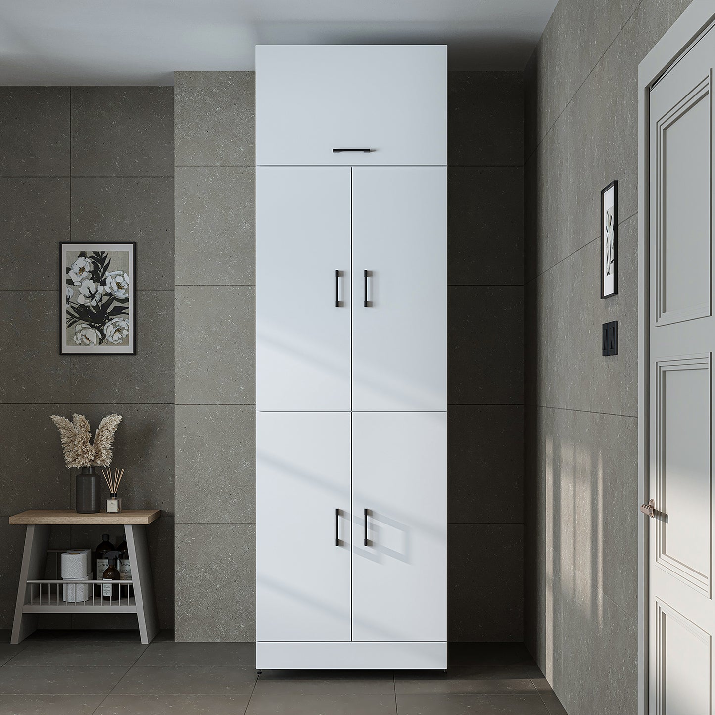 Roomart Dora Flex - 2-in-1 Cabinet for Washing Machine with Storage Shelves or Dryer Stacker