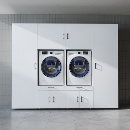 The Roomart A Luxe Line - Twin Washer & Dryer Cabinet Set with Side Storage Units