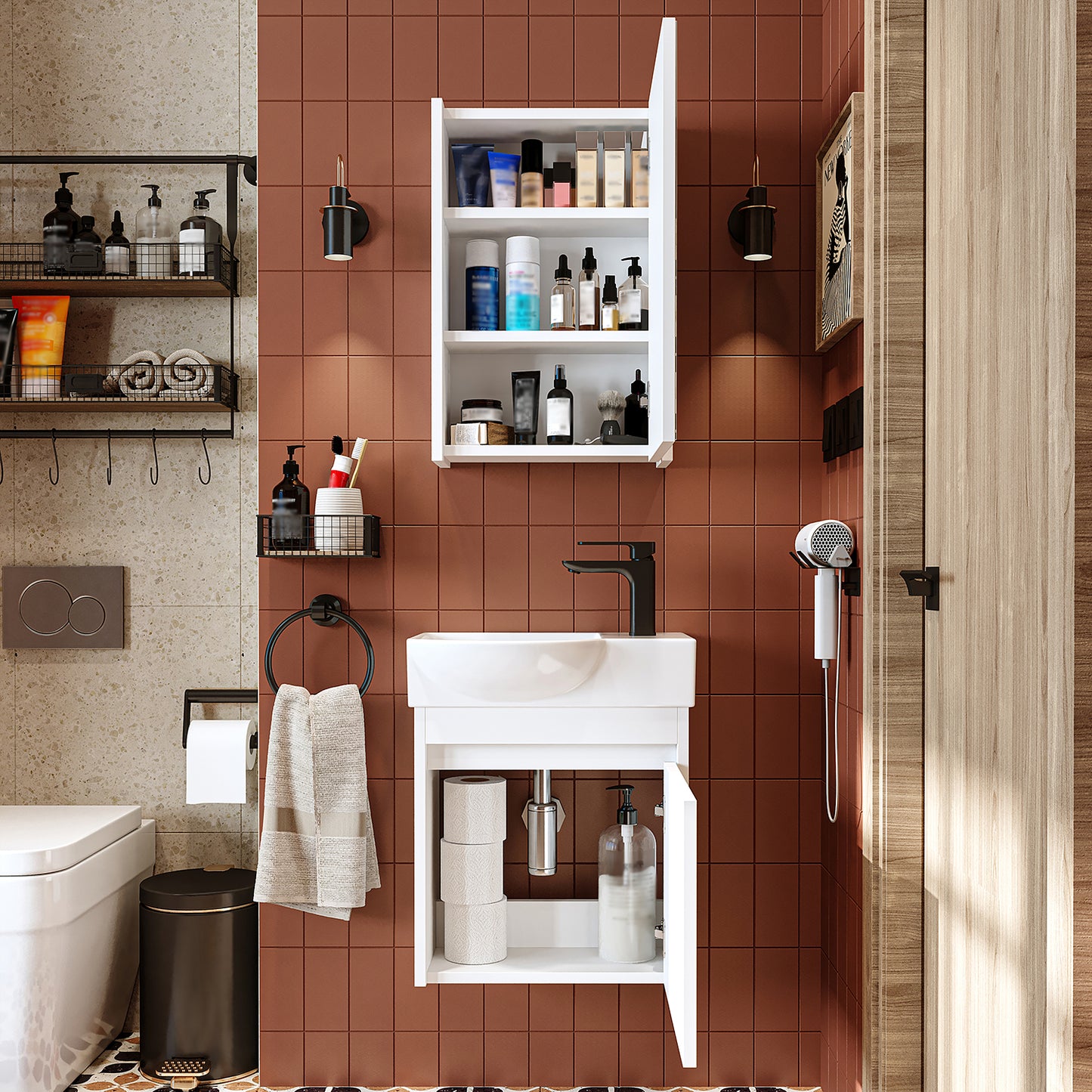 Roomart Leo Vanity Unit with Mirror Cabinet Set