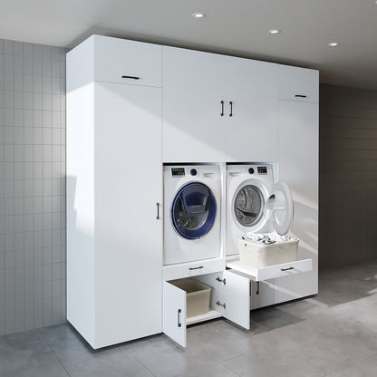 The Roomart A Luxe Line - Twin Washer & Dryer Cabinet Set with Side Storage Units