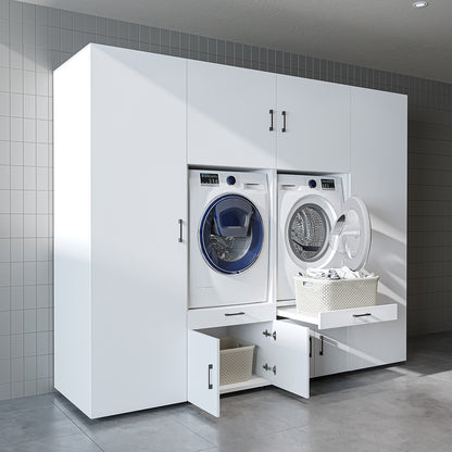 The Roomart A Luxe Line - Twin Washer & Dryer Cabinet Set with Side Storage Units