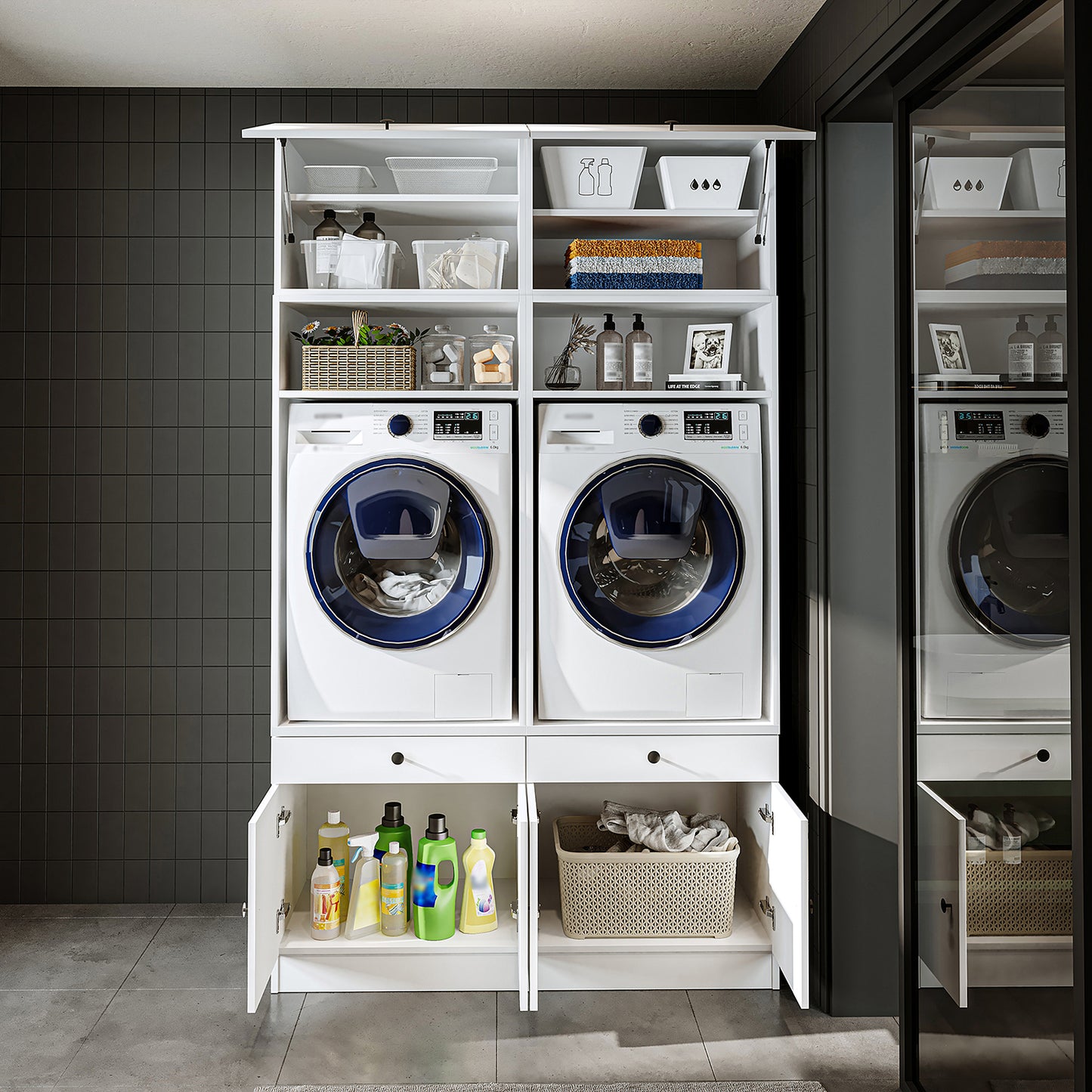 Roomart 1000 — Modular Twin Washer & Dryer Cabinet Set