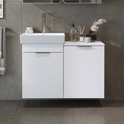 Roomart Dubai - Wall Hung Bathroom Vanity Unit with Basin & Laundry Tilt Cabinet - 92cm