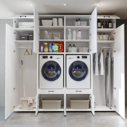 The Roomart A Luxe Line - Twin Washer & Dryer Cabinet Set with Side Storage Units