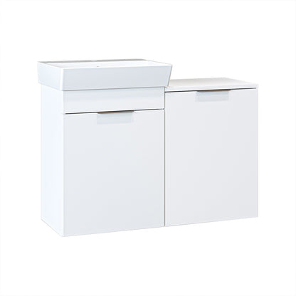 Roomart Dubai - Wall Hung Bathroom Vanity Unit with Basin & Laundry Tilt Cabinet - 92cm