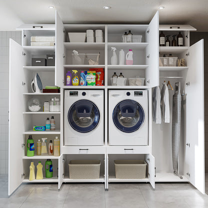 The Roomart A Luxe Line - Twin Washer & Dryer Cabinet Set with Side Storage Units