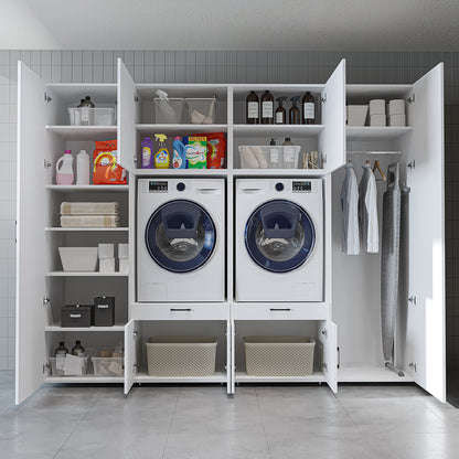 The Roomart A Luxe Line - Twin Washer & Dryer Cabinet Set with Side Storage Units