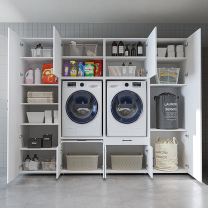 The Roomart A Luxe Line - Twin Washer & Dryer Cabinet Set with Side Storage Units
