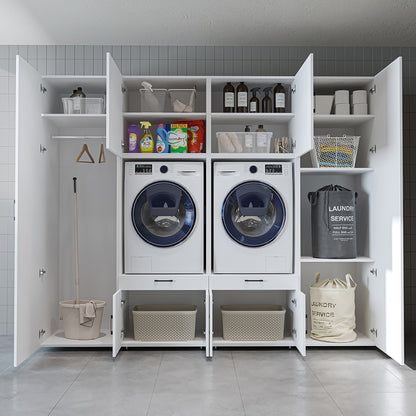 The Roomart A Luxe Line - Twin Washer & Dryer Cabinet Set with Side Storage Units