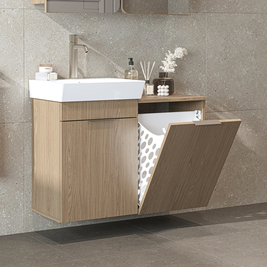 Roomart Dubai - Wall Hung Bathroom Vanity Unit with Basin & Laundry Tilt Cabinet - 92cm