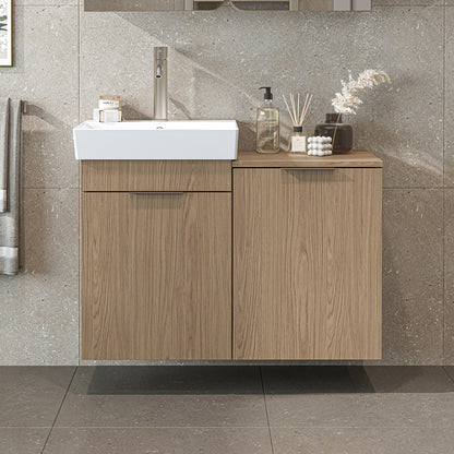 Roomart Dubai - Wall Hung Bathroom Vanity Unit with Basin & Laundry Tilt Cabinet - 92cm