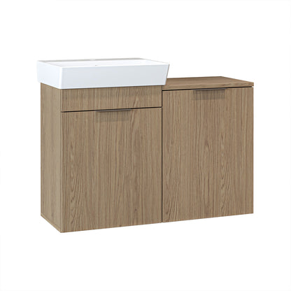 Roomart Dubai - Wall Hung Bathroom Vanity Unit with Basin & Laundry Tilt Cabinet - 92cm