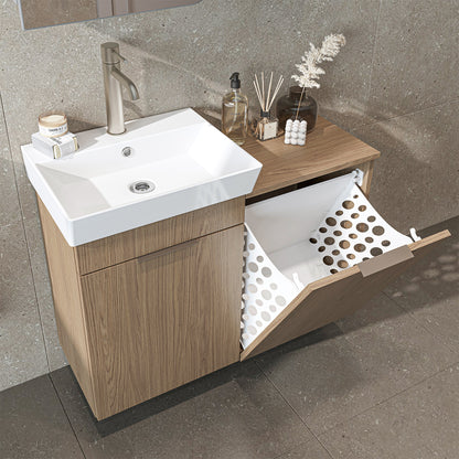 Roomart Dubai - Wall Hung Bathroom Vanity Unit with Basin & Laundry Tilt Cabinet - 92cm