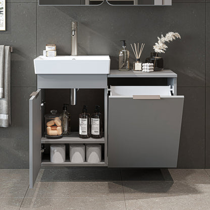 Roomart Dubai - Wall Hung Bathroom Vanity Unit with Basin & Laundry Tilt Cabinet - 92cm