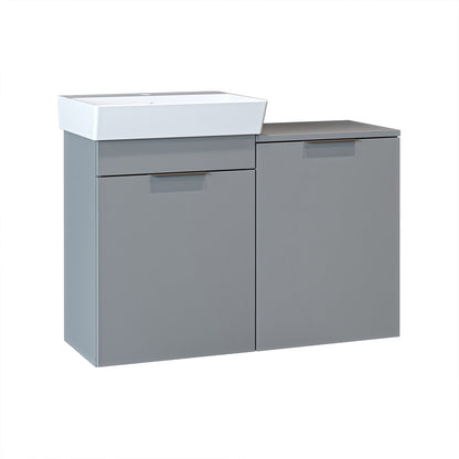 Roomart Dubai - Wall Hung Bathroom Vanity Unit with Basin & Laundry Tilt Cabinet - 92cm