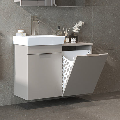 Roomart Dubai - Wall Hung Bathroom Vanity Unit with Basin & Laundry Tilt Cabinet - 92cm