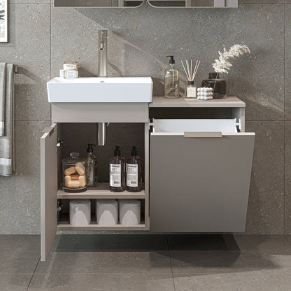 Roomart Dubai - Wall Hung Bathroom Vanity Unit with Basin & Laundry Tilt Cabinet - 92cm