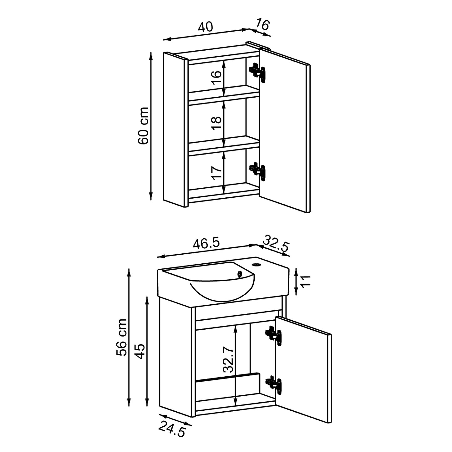 Roomart Leo Vanity Unit with Mirror Cabinet Set