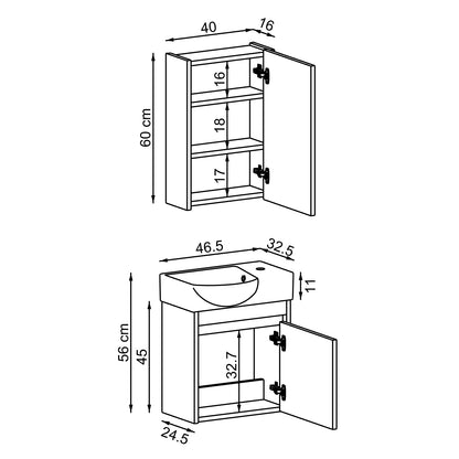 Roomart Leo Vanity Unit with Mirror Cabinet Set