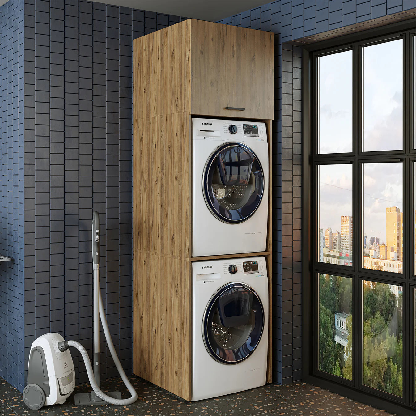 Roomart Duo - Washing Machine Cabinet With Bench Top Cabinet