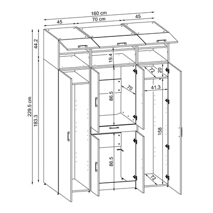 Roomart Dora Wall - Washer & Dryer Cabinet with Side Storage - 160cm