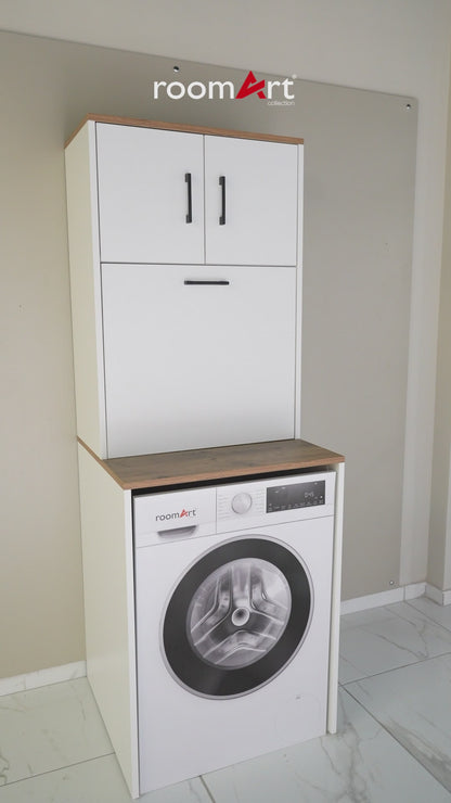 Roomart Luna - Washing Machine Cabinet with Integrated Laundry Basket
