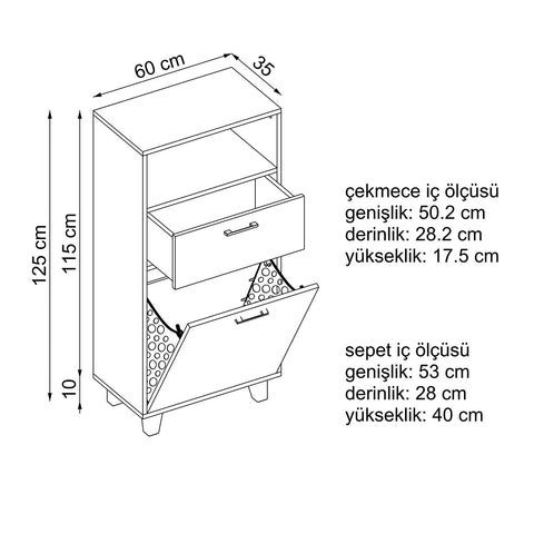 Laundry Basket and Drawer Bathroom Cabinet, Multipurpose Cabinet - Rim 45