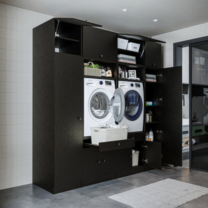 RoomArt 1000 Luxe Line Twin Washer & Dryer with Matching Side Cabinets in Black Oak – view 3