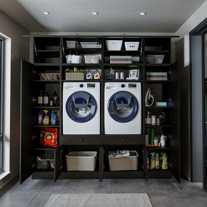 RoomArt 1000 Luxe Line Twin Washer & Dryer with Matching Side Cabinets in Black Oak – view 4
