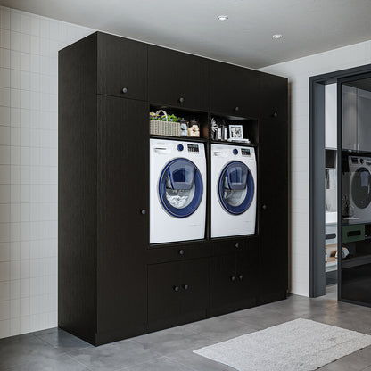 RoomArt 1000 Luxe Line Twin Washer & Dryer with Matching Side Cabinets in Black Oak – view 2