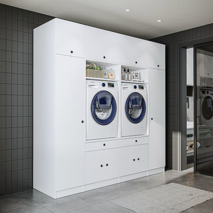 RoomArt 1000 Luxe Line Twin Washer & Dryer with Matching Side Cabinets in White – view 2