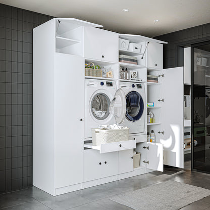RoomArt 1000 Luxe Line Twin Washer & Dryer with Matching Side Cabinets in White – view 3