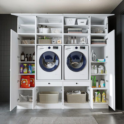 RoomArt 1000 Luxe Line Twin Washer & Dryer with Matching Side Cabinets in White – view 4