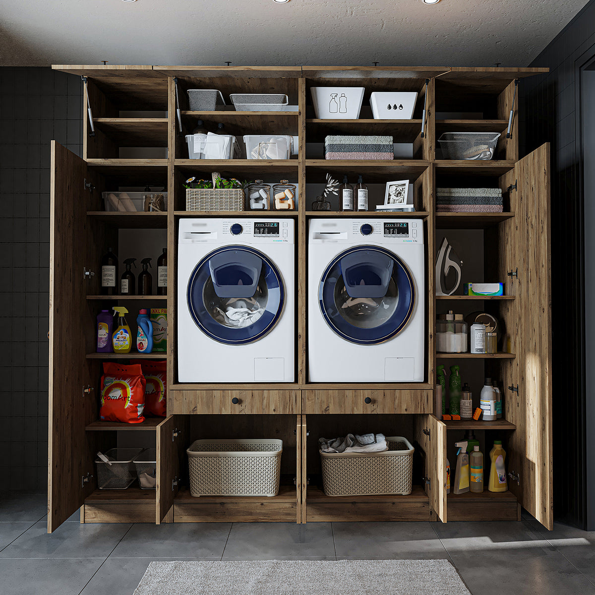 RoomArt 1000 Luxe Line Twin Washer & Dryer with Matching Side Cabinets – view 4