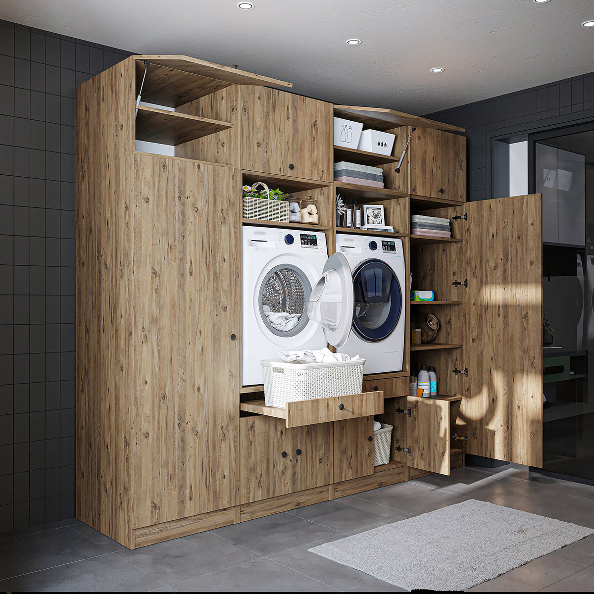 RoomArt 1000 Luxe Line Twin Washer & Dryer with Matching Side Cabinets – view 6