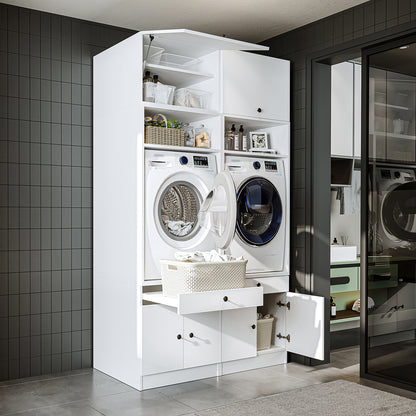 RoomArt 1000 Modular Twin Washer & Dryer Cabinet Set in White – view 3