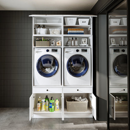 RoomArt 1000 Modular Twin Washer & Dryer Cabinet Set in White – view 4