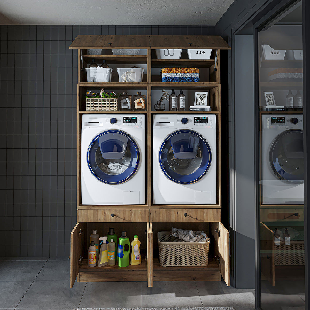 RoomArt 1000 Modular Twin Washer & Dryer Cabinet Set – view 4