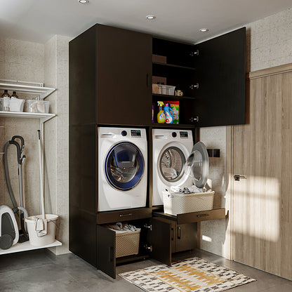 RoomArt A Plus Twin Washer & Dryer Cabinet Set in Black Oak – view 10