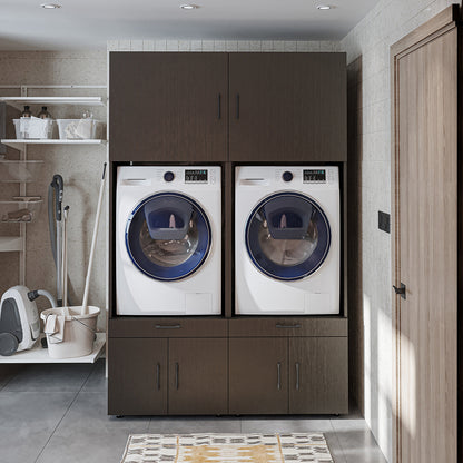RoomArt A Plus Twin Washer & Dryer Cabinet Set in Black Oak – view 2