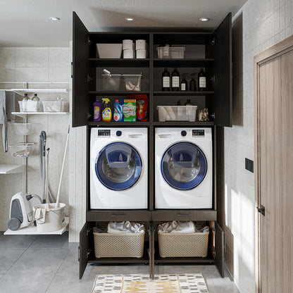 RoomArt A Plus Twin Washer & Dryer Cabinet Set in Black Oak – view 9