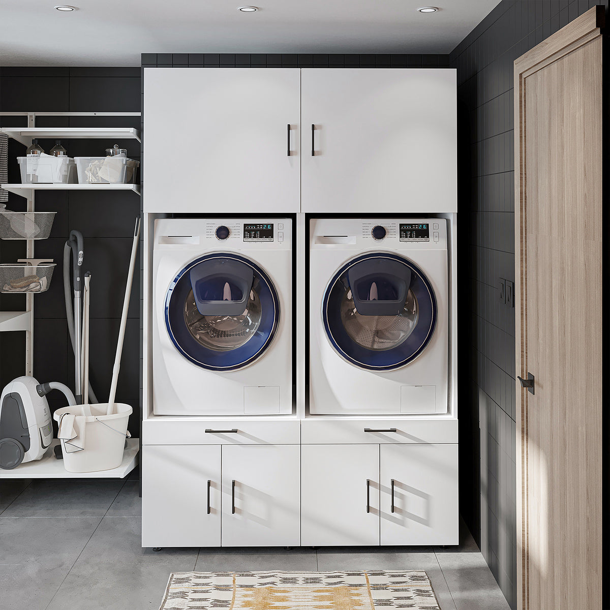 RoomArt A Plus Twin Washer & Dryer Cabinet Set in White – view 2
