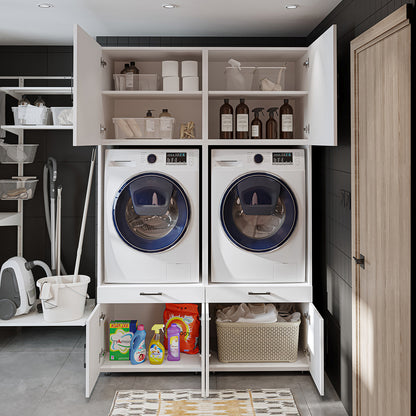 RoomArt A Plus Twin Washer & Dryer Cabinet Set in White – view 3