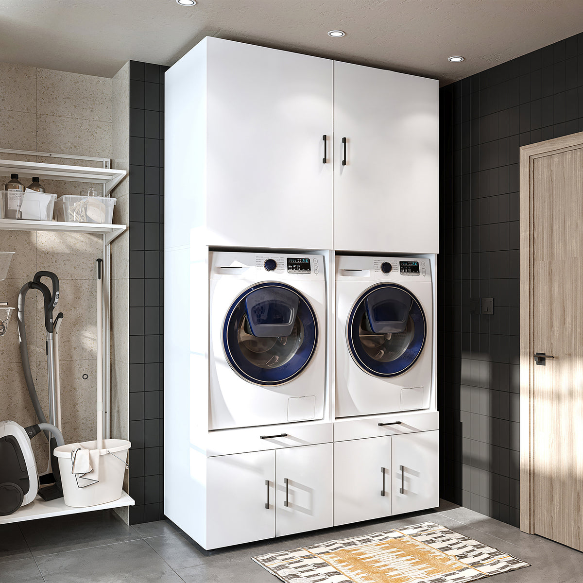 RoomArt A Plus Twin Washer & Dryer Cabinet Set in White – view 6