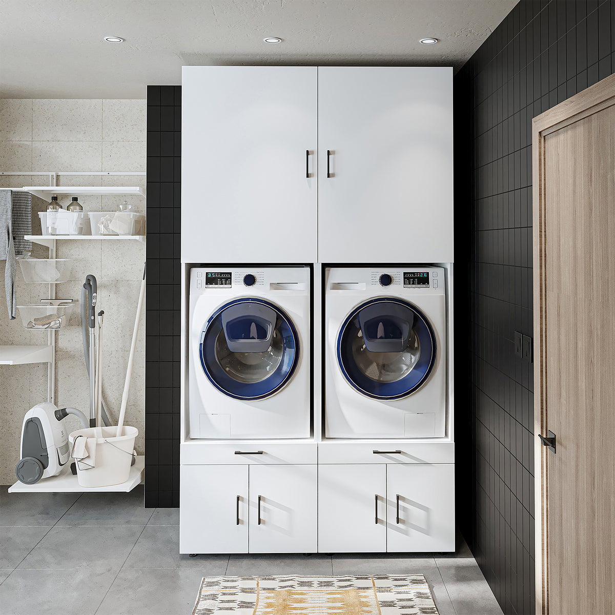 RoomArt A Plus Twin Washer & Dryer Cabinet Set in White – view 7