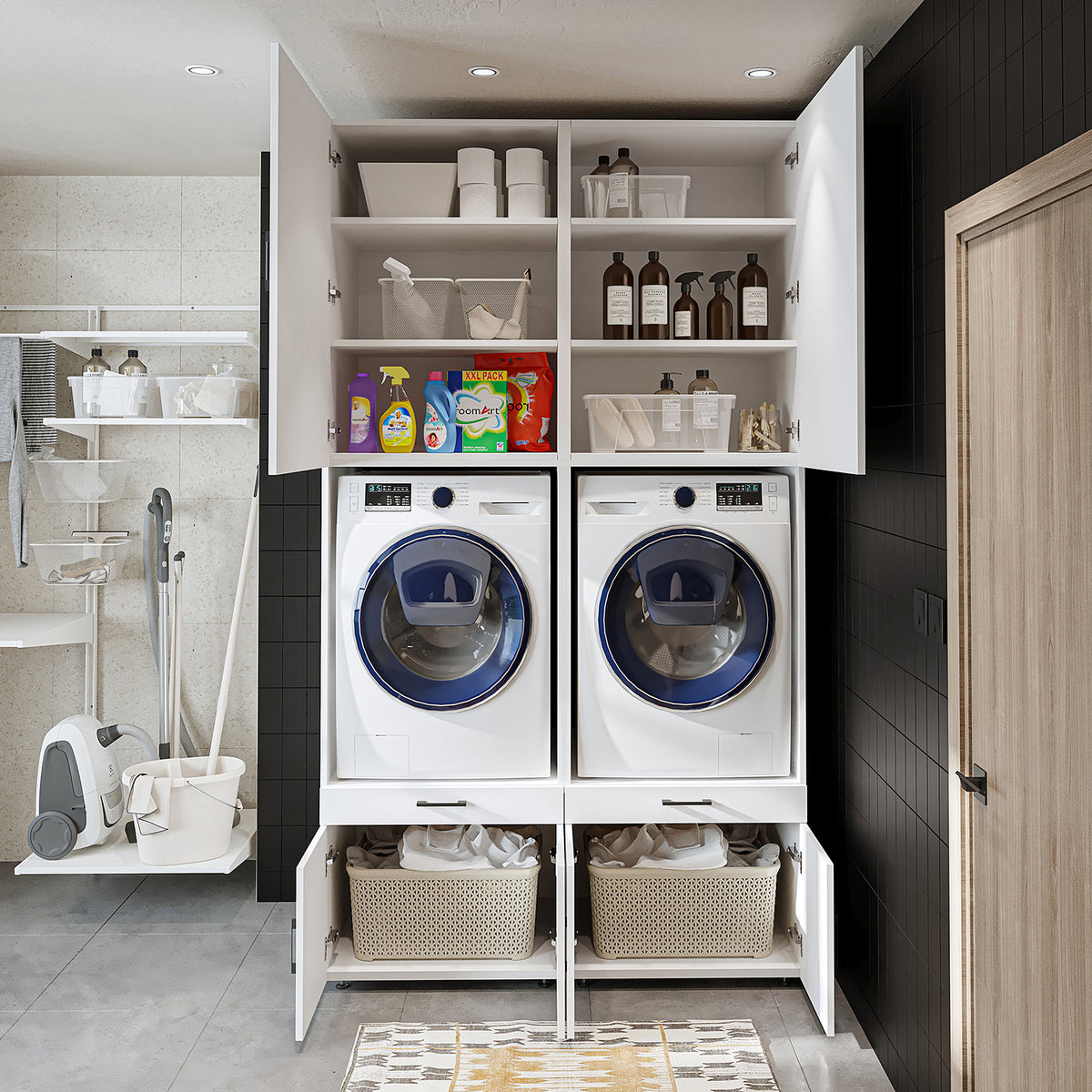 RoomArt A Plus Twin Washer & Dryer Cabinet Set in White – view 8