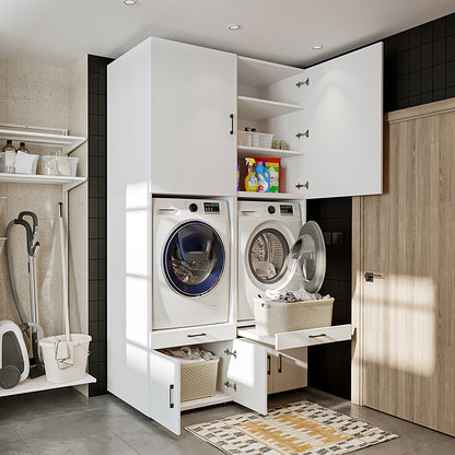RoomArt A Plus Twin Washer & Dryer Cabinet Set in White – view 9